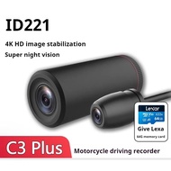 Id221 c3plus motorcycle driving recorder with front and rear dual lens panoramic view for motorcycle