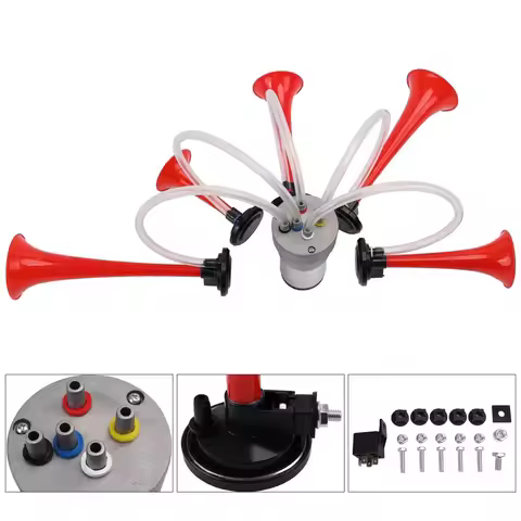 KAION Musical 5 Air Horns Dixieland Melody Trumpet Dixie Truck Horn with Compressor for Vehicle Car 