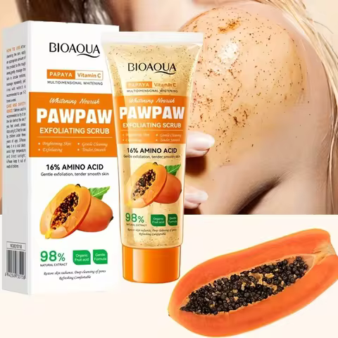 100g Papaya Vitamin C Exfoliating Scrub Cream, Hypoallergenic, Moisturizing, Exfoliation, Scented wi