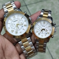 1pair Couple Grant Chronograph Fossil Original Actual Pic. U.S Grade Japan Quartz Movement Watch