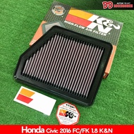 กรองอากาศ honda civic 2016 2017 2018 2020 เครื่อง 1.8 FC FK งาน K&N แท้