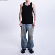 [BUNDLE OF 3] DLSTAR Men's 100% Cool Compact Cotton Tank Top Sleepwear