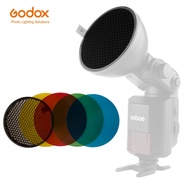 Godox AD-S11 4 Colors Filter Gel Pack + Honeycomb Grid Cover Reflector Kit for Witstro Flash AD200 A