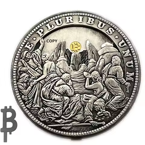 Handmade Movable Mechanism Coin Gold Color Bitcoin Coin Collectible Art Hobo Nickel Roman Booteen Cr