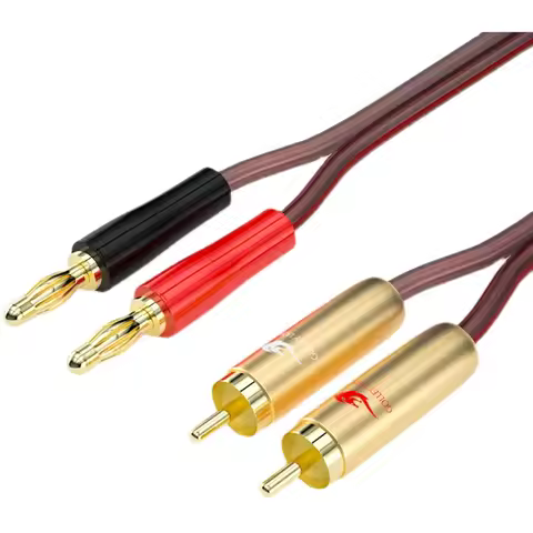 Hifi OFC Active Speaker Cable Dual RCA to Dual Banana Spade Plug 2Y 2.0 Pin for Sub-Woofer AMP Sound