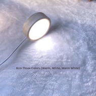 round Base USB Plug-In LED Table Lamp Real Wood Glowing Warm Light Diffusion Model Crystal White Lig