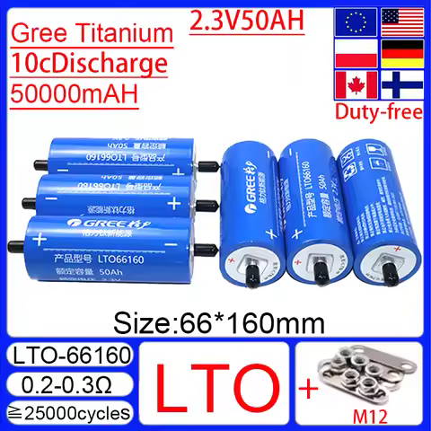 1-54PCS 2.3V 50Ah LTO Gree Titanium 66160 Battery, Low Temperature Resistant, 10C Discharge Recharge