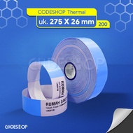 Thermal Wristband Roll Label 275x26mm / 275 x 26 mm 200 Pcs biru