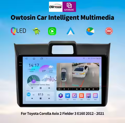 4G WIFI QLED 1280*720P Android 14 8G+128G Car Radio For Toyota Corolla Axio 2 Fielder 3 E160 2012-20