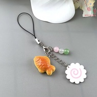 AVUKA Fish Cake Keychain, Pink Squid Roll Japanese Food Taiyaki Pendant, Phone Lanyard Bag Keyring B