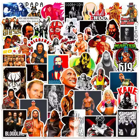 10/50pcs WWE Stationery Sticker For Car Laptop PVC Backpack Home Decal Pad Waterproof Classic Toys G