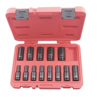 Wayne Tools AOK 3 Points Pneumatic Long Socket Set 13 Piece CR-MO Chrome Molybdenum Steel Hexagonal 