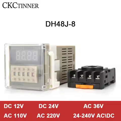 DH48J-8 Electronic preset digital counters acyclic display counters 1-999900 relay 8PIN with base DC