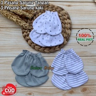 Nanaku Baby - 3 Pasang Sarung Tangan 3 Pasang Kaos Kaki Bayi Baru Lahir