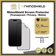 RhinoShield Screen Protector for iP 15 Pro Max 14 Pro 13 Pro Max 3D Impact Film Matte Clear Privacy
