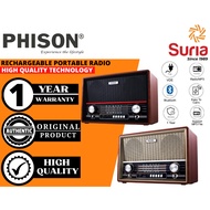 (Free Bubble Wrap)Phison Antique Rechargeable Portable Radio 4 Band PPR-88 Classical Multimedia Blue