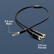 3.5mm Male to 3.5mm Female Audio Splitter Headphone Mic 38cm