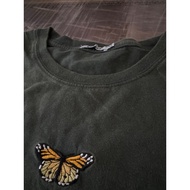 gwoonchin::: Australia ghanda Washed Distressed Butterfly Embroidery Short Sleeve t