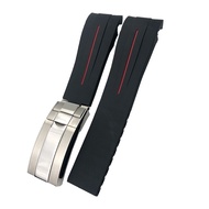 IRJFP 21mm 22mm Black Red Blue Rubber Watchband For Rolex DEEPSEA Sea-Dweller Submariner 41mm Diving
