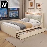 N·R Bed Farme Modern simple single bed 1m cream tatami 1.2m small apartment storage bed children's s