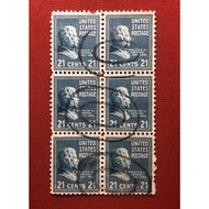 United STATES POSTAGE 21 CENTS Stamp 6 Blocks 6 Stamps Stamped