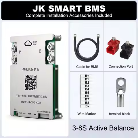 JK Smart BMS V19 8S 24V 300A Active Balancer Bluetooth with Screen Complete BMS Kit for RV Lifepo4 L