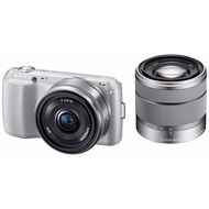 【Excellent】 SONY Digital SLR Camera α NEX-C3 Double Lens Kit Silver NEX-C3D/S
