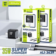 ALibaba Ali-3639 Super Fast Charger 35W PD Adapter W Cable For Type-C To Type-C To IPH