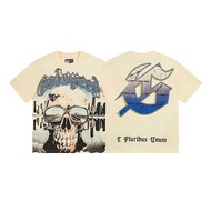Áo Thun Tay Ngắn Godspeed VLBE Cổ Tròn Cotton Phong Cách Retro Skull Knight Rộng Rãi Cho Nam Mùa Hè