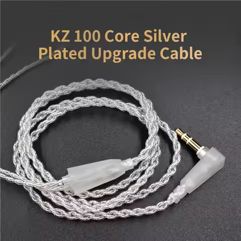 0.75mm 2 Pin Earphone Upgraded Cable with Mic 3.5MM Silver Plated Upgrade Cable for KZ ZST/ZSR/ED12/