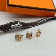 HERMES Mini pop H耳環 - 奶茶 / 玫瑰金