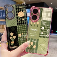 Compatiable with VIVO Y28 Y29 Y17S Y27 T1X Y21S Y33S Y12S Y18 Y38 Swallow Gird Army Green Flowers Cl