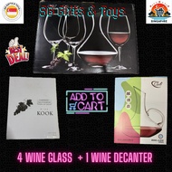 SG Local Seller 4 Wine Glass Set + Decanter/Red Wine Glass/Christmas Special/Wine/Decanter 1.5Litre/