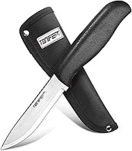 TONIFE HKT4103 Scandi Outdoor Hunting Fixed Blade Knife, 110 mm 5Cr15MoV Blade TPR + ABS Handle with