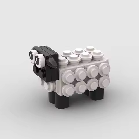 MOC Cute Creative Small Animal Mini Sheep 3D Building Blocks Little Sheep Cartoon Pet Bricks Model T