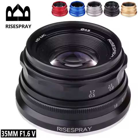 RISESPRAY 35mm F1.6 V APS-C Prime Lens for Sony E A6600 6500 Fuji XF Canon EOS-M M50 Panasonic/Olymp