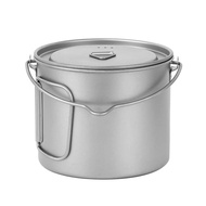 1100ml/2800ml Titanium Pot Ultralight Portable Hanging Pot with Lid and Foldable Handle Outdoor Camp
