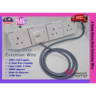 100% Full Copper 4 Gang Extension Wire Heavy Duty Extension Wire 13A Plug Top 3500watt Ready Stock E