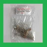 QTY 50 pcs CF 1.8 ohm R 0.25w 1.8R 1R8 Resistor Carbon film Taiwan