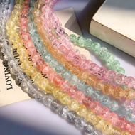 8mm Transparent Soda Cracked Colorful Glass Beaded Bracelet Handmade Straight Hole DIY Earrings Earr