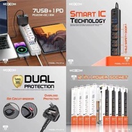 MOXOM OFFICIAL Universal Socket 2Meter Travel Power Strip Surge Protector PD20W Fast Charging Wall 4