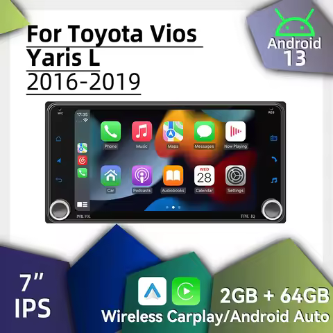 Android Radio Wireless Carplay Car Multimedia for Toyota Vios Yaris L 2016-2019 7" Screen Stereo 2 D