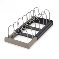 7 Dividers Stainless Steel Kitchen Pot Lid Holder Expandable Pan Organizer Rack Drawer Type Adjustab