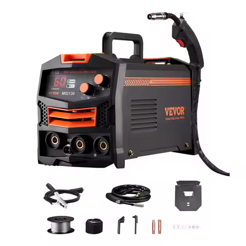 SucceBuy MIG Welder 130Amp Synergic Mig Welding Machine Gasless Flux Core Welder Portable Mig Welder