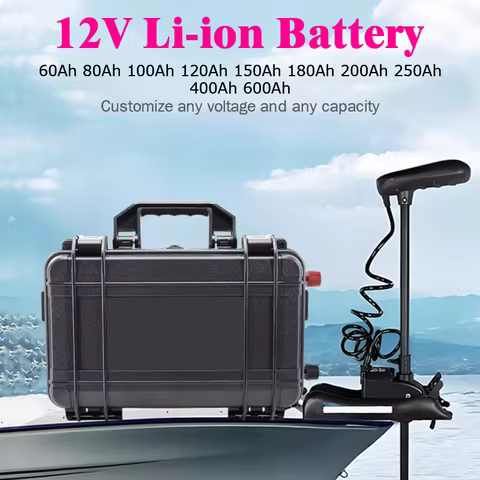 Waterproof 12V 60Ah 80Ah 120Ah 150Ah 180Ah 200Ah 300Ah 400Ah Rechargeable Lithium-Ion for Boat Prope