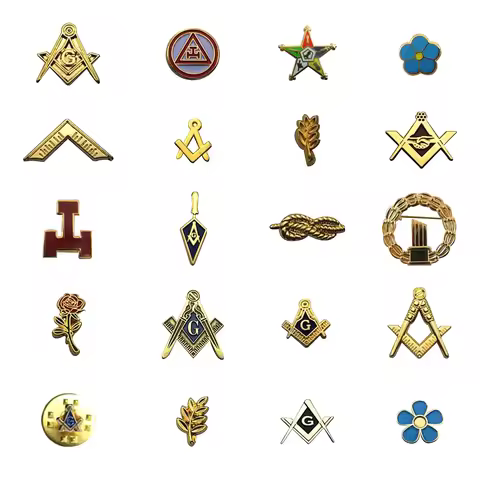 Multi Masonic Lapel Pins Free and Accepted Mason Blue Lodge Compass and Sqaure Brooch Gifts Badges W