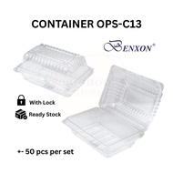 [50 pcs]OPS-C13/Go-13 Bakery Plastic Tray With Lock Benxon Bekas Donut Bomboloni Clear Bekas Kuih