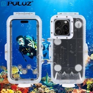เคสสำหรับถ่ายรูปใต้น้ำสำหรับ iPhone 16 Pro Max PULUZ ขนาด40ม./130ft เคสดำน้ำกันน้ำเดียวพร้อมวาล์วถ่า
