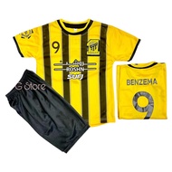 Latest al ittihad club benzema children's football suits, quality football shirt sets, men's futsal 