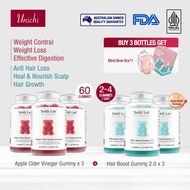 【Official】【6 pcs】Unichi Apple Cider Vinegar Gummy 180 Gummies Hair Boost 2.0/Nicotinamide/Ashwagandh
